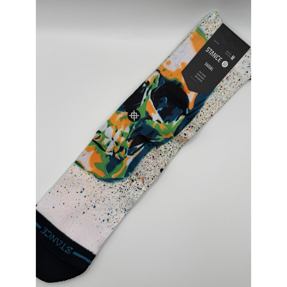 Stance Mo Skull Crew Socks White Graphic Print A556D24MOS Mens Medium NWT